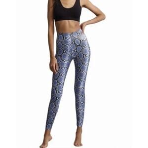 Commando Blue Snakeskin Animal Print Faux Leather Leggings, M